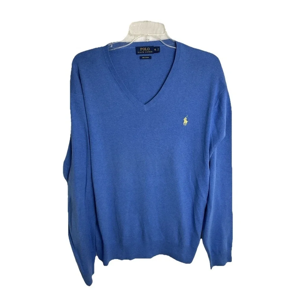 Polo Ralph Lauren 100% Pima Cotton V-Neck Summer Sweater Pullover XL Preppy
